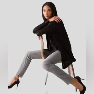 WHBM | Long Sleeve Pointelle Black Cardigan Sweater White House Black Ma…